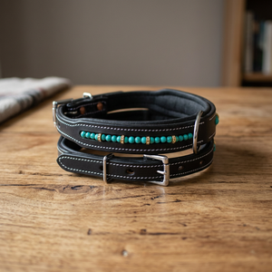 Exclusive Hand Worked Soft Padded Leather <b>Dog</b> <b>Leashes</b> with Rivet Decoration Eco-Friendly Fashion Medium Breed Size Manufacturer - Product Image 2