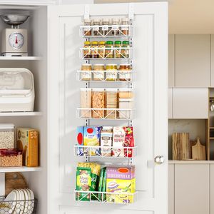 Étagère à épices murale en métal à 6 niveaux réglables, panier de rangement suspendu pour garde-manger, organisateur de garde-manger à suspendre sur la porte - Product Image 1