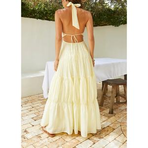 Nuevo Vestido de Moda al por Mayor para Mujer, Elegante Vestido Maxi Sólido con Cuello en V Profundo, Ropa Casual Personalizada, Vestidos sin Espalda - Product Image 2