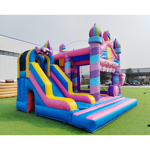 Château gonflable commercial sur le thème des confiseries avec toboggan, combo gonflable bonbons et crème glacée pour locations de fêtes pour filles - Product Image 4