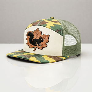 Gorra de Béisbol Deportiva Ajustable con Parche de Cuero Personalizado y Logotipo Bordado, Gorra Trucker de Camuflaje de 7 Paneles de Alta Calidad 168 - Product Image 1