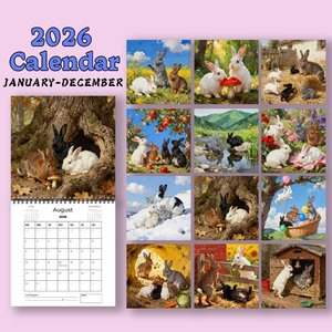 Calendario <span class=keywords><strong>da</strong></span> Parete Mensile 2026-2027 <span class=keywords><strong>di</strong></span> Alta Qualità, Calendari Personalizzati con Coniglietto Carino per Pianificazione a Lungo Termine <span class=keywords><strong>di</strong></span> Affari e Accademica - Product Image 6