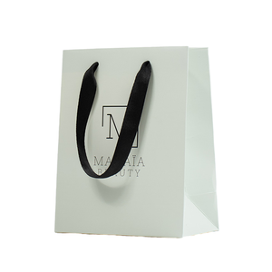 Custom Luxury Ivory Board <b>Paper</b> Bag With Hand Length Handle For Promotion Business Shopping Packaging - Product Image 1