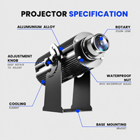 Proyector LED Gobo para Exteriores con Clasificación IP65 a Prueba de Agua para Logotipos Personalizados - Alta Definición, Alta Luminosidad para Publicidad