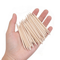 Bâtonnets en bois d'oranger jetables écologiques pour le nail art, repousse-cuticules double extrémité 11,4 cm, lot de 100 pièces en sachet