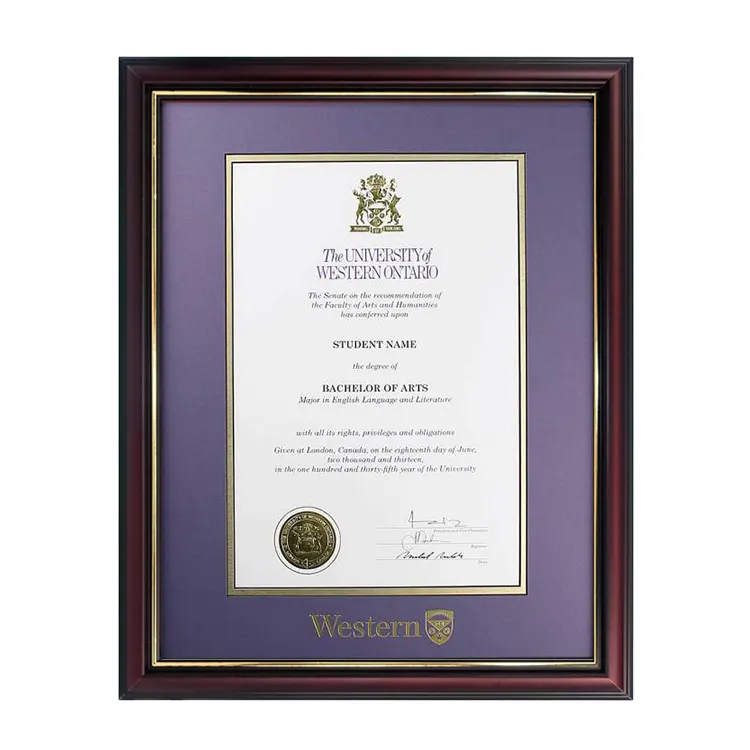 Mezuniyet 8.5x11 ahşap Diploma çerçeve A4 sertifika çerçeveleri üniversite üniversite derece çerçeve ile çift altın kenar