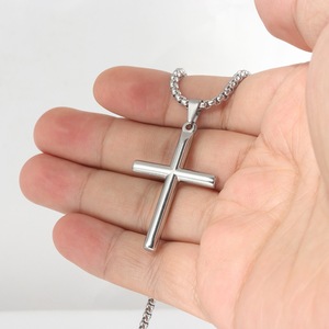 yunnique <b>Cross</b> Necklace Stainless Steel 60cm <b>Chain</b> Simple Geometric Pendant Fashion Jewelry - Product Image 3