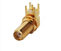 Conector RF de montaje en mamparo de ángulo recto, base de antena GPS con accesorio de soldadura para conectores coaxiales de PCB de orificio pasante,