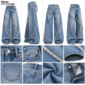 Jeans en denim marron pour femmes sur mesure, coupe droite, fournisseur direct d'usine pour les boutiques de mode américaines, vente en gros - Product Image 6