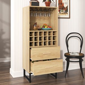 Armadietto del vino funzionale convince con una combinazione di Look in legno e metallo nero opaco piedi da cucina credenza - Product Image 5