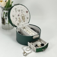 LG7245 Boîte de rangement en cuir PU Boîte de rangement de bureau Boîte à bijoux verrouillable miroir avec tiroir Boîte d'organisation style français Cadeau pour elle