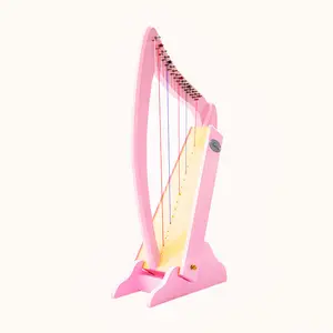 Pequeno harp 16 cordas iniciantes rosa instrumento musical