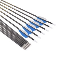 Anak panah karbon kustom untuk panahan, ID 3.2 mm, Spine 500-1000, ujung baja, sayap plastik, untuk busur recurve, target.