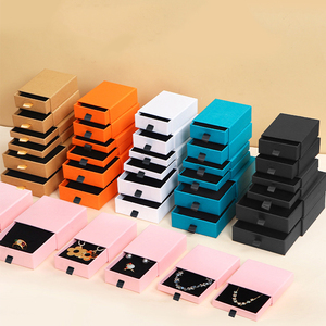 Custom Logo Cardboard Drawer <b>Paper</b> Jewelry Packaging Box with Black Foam for Ring Bracelet Necklace Earrings Gift - Product Image 1