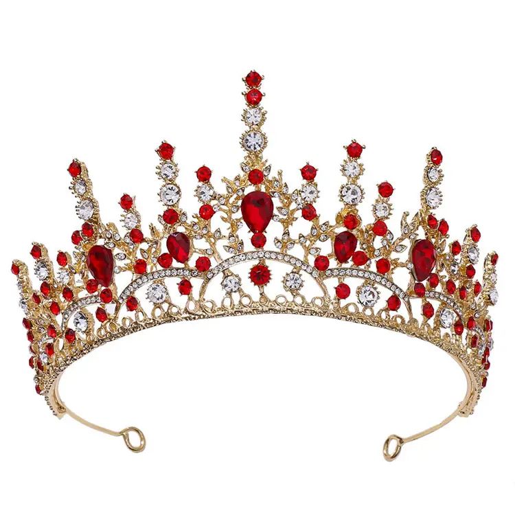 2021 retrô vermelho strass cristal coroas e casamento noiva tiaras de ouro para mulheres