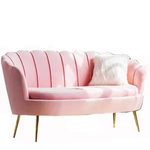 Popular New Pink Velvet Nail Sofa Chair Elegant For Nail Salon Furniture