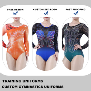 Maillot de Gimnasia Personalizado sin Mangas para Niñas, Spandex/Poliéster, Elástico en Cuatro Direcciones, Sin Costuras, Degradado con Pedrería, OEM, 12 Años - Product Image 3