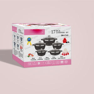 Juego de Utensilios de Cocina Antiadherentes de 17 Piezas, Oferta, Aleación de Aluminio, <span class=keywords><strong>Ollas</strong></span> Antiadherentes, Sartén, Cacerola de Granito Fundido a Presión - Product Image 4