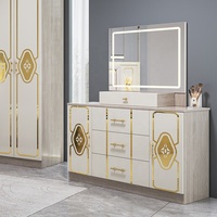 Ensemble de meubles de chambre à coucher modernes en gros de Chine, 5 pièces, cadre en bois, lit king size, ensembles de meubles de chambre à coucher de luxe complets
