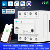 Interruptor de Circuito Inteligente EWeLink de 4P 63A para Riel DIN, 3 Relés de Corte L, Temporizador de Cuenta Regresiva, Control por Voz, CA 3x110V / 3x220V