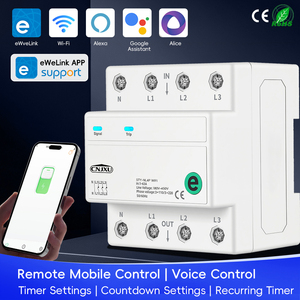 4P 63A DIN レール EWeLink スマートサーキットブレーカー、3 リレーカットオフ L、タイマーカウントダウンスイッチ、音声制御、AC 3x110V / 3x220V - Product Image 3