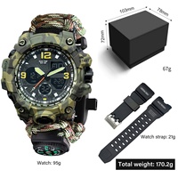Jam Tangan Olahraga Mewah untuk Aktivitas Luar Ruangan, Dilengkapi Kompas, Termometer, Multifungsi Analog Digital, Layar Ganda LED, Tahan Air