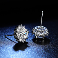 Boucles d'oreilles en cuivre à la mode avec motif de tournesol dans la première neige, bijoux, boucles d'oreilles en moissanite 0,5 ct pour femmes
