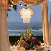 Lustre LED décoratif en coquilles, simple, élégant, grand, en acrylique, à piles solaires, luxueux, pour hôtels, restaurants, salles de banquet, mariages