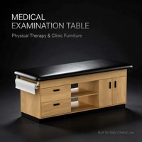 Lit d'hôpital manuel à 3 tiroirs et 2 portes, table d'examen et de traitement médical pour les soins à domicile