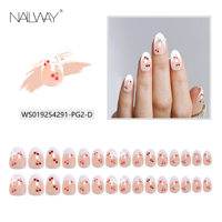 Nailway Hot Design 15 Tailles Gel Doux Cerise Conception Presse sur les Ongles Avec Papillon Décoration Faux Ongles Artificiels
