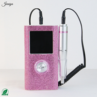 Kit Complet de Pinceaux à Ongles avec Strass Roses, Équipement de Manucure Premium, Outils Essentiels pour Salon, Aspirateur à Ongles, Ponceuse à Ongles