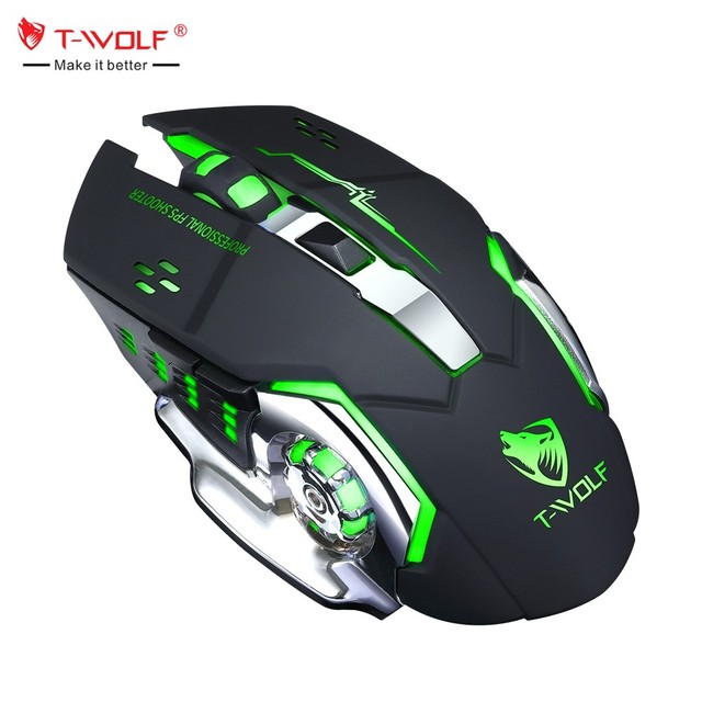 2.4G Wireless Ergonomic Mechanical Game Mouse with Metal Glow Rechargeable Mute 6D Buttons for PC Desktop ROHS Certified