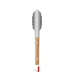 Plump Stainless Steel Tongs 9 And 12 Inch Heat Resistant Wooden Handle BBQ Kitchen Food Serving Tools - Product Image 5