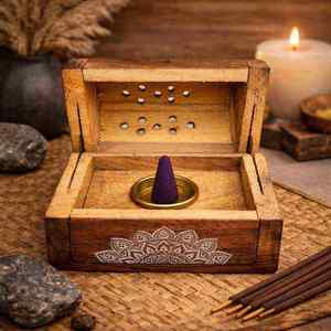 Handmade Wooden <b>Incense</b> Cone <b>Holder</b> Box Sandalwood Meditation Relaxation & Yoga Home Fragrance Home Decoration <b>Incense</b> <b>Holder</b> - Product Image 5
