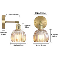Applique Murale LED Minimaliste Nordique E26 Dimmable en Laiton pour Chambre à Coucher avec Abat-jour en Verre en Forme de Bouton de Fleur Garantie 3 Ans Durée de Vie 50000 Heures