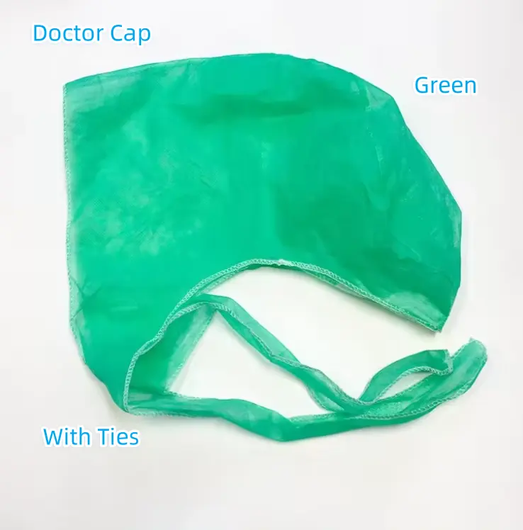 Adjustable Hospital Disposable PP Non Woven Doctor Nurse Cap With Elastic Or Tie On Surgical Medical Cap