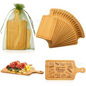 Mini tabla de quesos rectangular de madera de calidad alimentaria para servir en fiestas con asa - Product Image 5