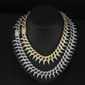 Exagerado Thorn personalidad pulsera de diamantes completo collar cubano europeo y americano Hip Hop 15mm club nocturno collar de hombre - Product Image 1