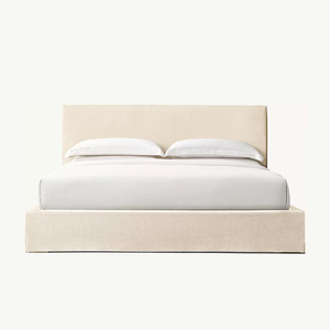<span class=keywords><strong>MODENA</strong></span> SLIPCOVERED FABRIC PANEL - Struttura letto in tessuto ecologico, morbida, beige, facile da montare, misura King/Queen, per la casa - Product Image 4