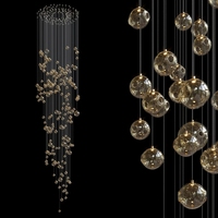 Luminaires décoratifs d'intérieur de style moderne, hôtel, villa, centre commercial, escaliers, lustres suspendus en verre soufflé à la main personnalisés avec LED
