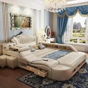 Trẻ Em Phòng Ngủ Ý Thiết Lập Nữ Hoàng Giá Thiết Lập Bằng Gỗ Kích Thước Vua, Khách Sạn Bảng Đầu Giường Sang Trọng Bộ Thạc Sĩ Hiện Đại Đồ Nội Thất Phòng Ngủ - Product Image 1