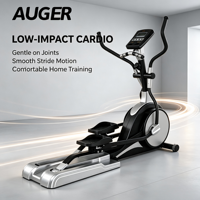 Appareil elliptique commercial AUGER, cross-trainer à double rail avec moniteur de fréquence cardiaque et pédales larges antidérapantes AUGER