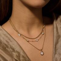Collier Pendentif Zircon Scintillant Multi-Styles Polyvalent pour Assortiment Superposé Bijoux Tendance Étanche TGXL15495