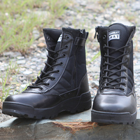 Bottes tactiques mi-mollet pour hommes, fermeture éclair latérale et lacets, doublure en maille respirante, bottes d'entraînement légères pour l'extérieur