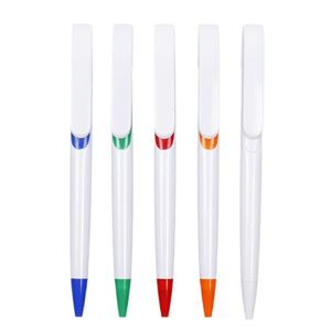 18 Custom Logo Printed Promotional Plastic Ball Pens Blank White Stylo Ballpoint Pen Full Color Logo Uv Printing Pen - Product Image 1