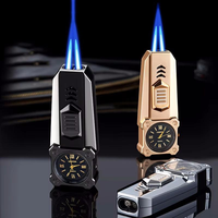 Briquet torche double flamme haute température 2026 Design Watch Clock pour cigares, accessoires pour cigares