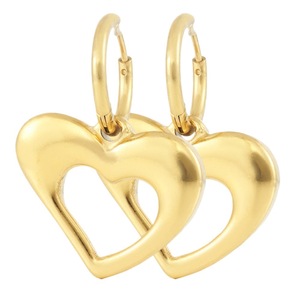 Pendientes de aro con forma de corazón hueco y tono dorado de 18 quilates para mujer, joyería de moda para fiesta - Product Image 5