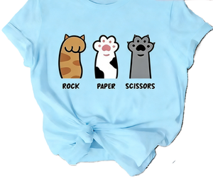 T-shirt Patte de Chat Pierre-Papier-Ciseaux – Motif Amusant Griffe de Chat – Humour Ludique pour Amateurs de Jeux – Nouveauté Imprimé Animal Mignon – T-shirt Oversize en Coton à Manches Courtes – Streetwear Décontracté - Product Image 6