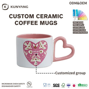 Ngày Valentine Quà Tặng Cà Phê Gốm Cốc Nước Nhà Cup Hồng Trái Tim Xử Lý Biểu Tượng Tùy Chỉnh Gốm Cốc Cà Phê Cho Các Cặp Vợ Chồng - Product Image 3