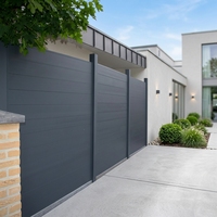 Panneaux de clôture modernes de luxe en alliage d'aluminium à lattes horizontales 1,8 m, noirs thermolaqués, semi-privés, pour jardin résidentiel